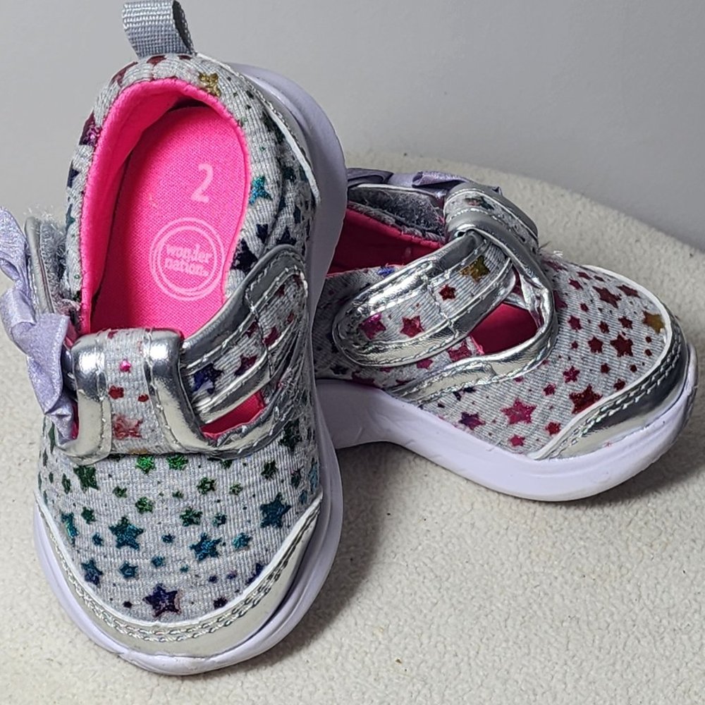 Wonder Nation Mary Jane Bow Slip-on Sneaker Infant size 2 - Picture 2 of 4